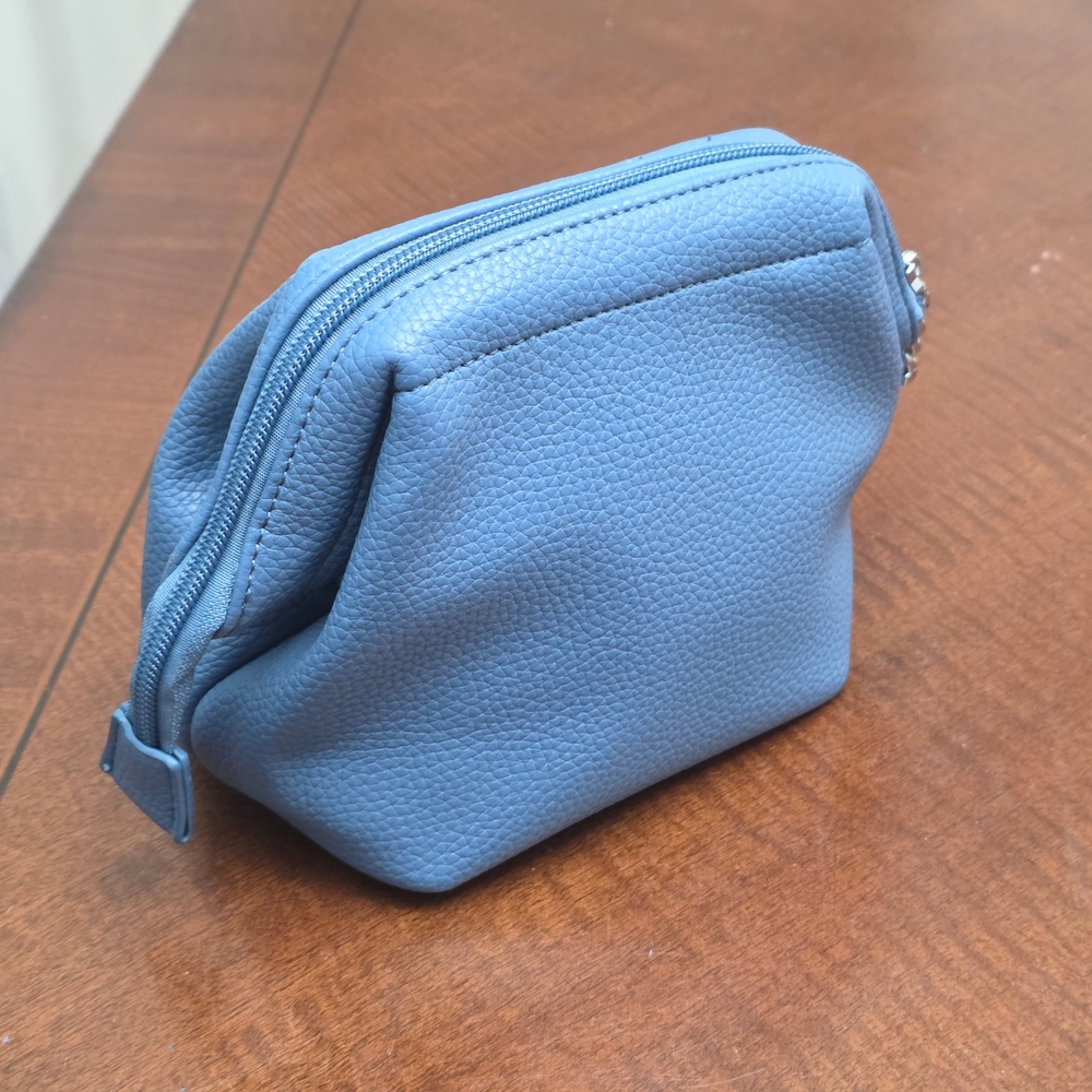 Pixie Mood Josie Travel Pouch Blue 100% Vegan‎ Leather Cosmetic Bag Organizer - Picture 5 of 14